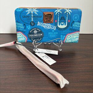 Dooney & Bourke Disney Vacation Blue Large Zippered Club Wristlet Wallet NWT